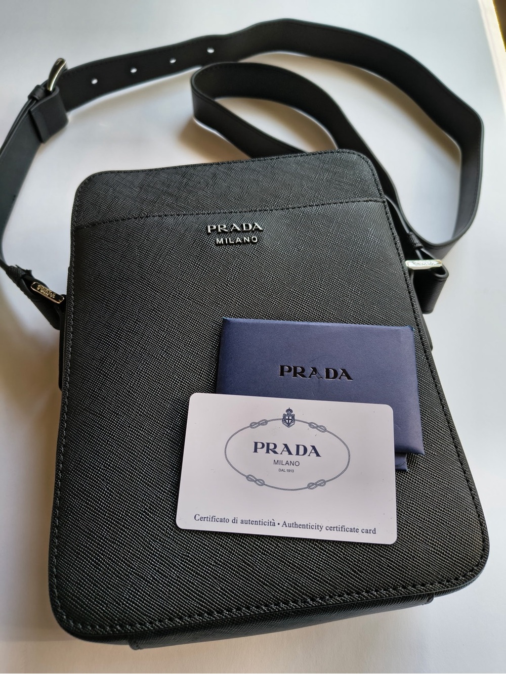 Prada Black Saffiano Leather Messenger Crossbody